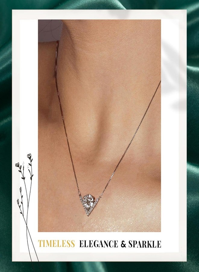 LaSognna 2 Carat Moissanite Necklace Pendant for Women, Sterling Silver, GRA Certified - Elegant Christmas Gift for Wife, Girlfriend, Mom, or Anyone Special (Bella V, Silver, 2 CT) - Image 2